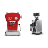 Ascaso Dream PID, Love Red + Eureka Mignon Zero 65 All Purpose, CR chrome