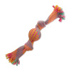 Preťahovadlo DOG FANTASY lopta farebné vzor 1, 2 knôty - 33 cm