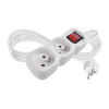 Predlžovací kábel 2 m / 2 zásuvky / s vypínačom / biely / PVC / 1 mm2