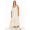 Makadamia Dlouhé šaty s volánem M836 - sv. béžové Svetlobéžová Uni