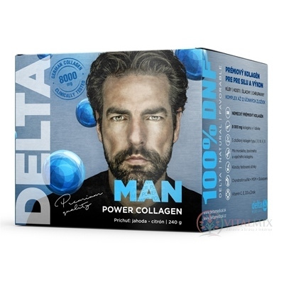 DELTA MAN power COLLAGEN prášok na prípravu nápoja, rozpustný kolagén, príchuť jahoda - citrón 240 g