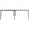 vidaXL Záhradný plot s oblúkovým zakončením, oceľ 3,4x0,8 m, čierny - Čierna - 181707-115815