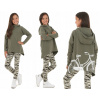 Mikina - Detská mikina veľkosti 140 khaki s dlhým rukávom (Asymetrická nadmerná mikina 140-146 khaki)