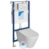 Schwab Závesné WC AVVA Rimless s podomietkovou nádržkou a tlačidlom,Biela SPH 100314-SET5