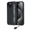 Karl Lagerfeld PU Saffiano Rhinestone Charm Zadní Kryt pro iPhone 15 Black KLHCP15SPSAKDGCK