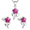 Sada šperkov s kryštálmi Swarovski náušnice, retiazka a prívesok ružová kvietka 39172.3 fuchsia
