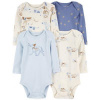 CARTER'S Body dlhý rukáv Blue/Ivory chlapec 4ks 24m/ veľ. 92