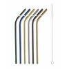 Kovové slamky G21 BeEco Party 6 ks mix farieb, zahnuté + čistiaca kefka, 6352109