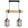 BERGE Závesné stropné svietidlo LED drevený trám 2xE27 Lustrové sklenené pásky