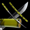 Japan Swords Japanese Take Shikomizue, zelený bambus, Folded Steel, Real Choji Hamon