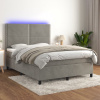 vidaXL Posteľ boxsping s matracom a LED bledosivá 140x190 cm zamat - Sivá - 166126-100494