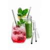 GEFU Future 18 cm 4 ks strieborné - viacnásobné slamky na nápoje a drinky z ocele so štetcom