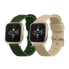 kwmobile řemíneks for Garmin Venu Sq 2 Music / Sq 2 / Vivoactive 6 / Vivoactive 5 řemíneks - 2x Náhradní Silikonový Watch Bands - Smartwatch or Fitness Tracker - tmavě zelená / Beige