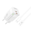 AppleMix Nabíjacia súprava XO pre Apple iPhone / iPad / MacBook - EÚ adaptér 2x USB-C + kábel USB-C - 35 W - biela