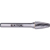 EXTOL INDUSTRIAL fréza karbidová, kulatý oblouk, pr.10x20mm/stopka 6mm,sek střední (double-cut)