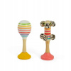 Bigjigs Toys Sada Rumba guľa žltá a rolničky ružové