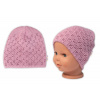 Dvojvrstvová ažúrková čiapka, bavlna, Baby Nellys - púdrová, veľ. 104/110, 104/110 (3-5r)