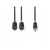 Jack 3,5 mm - 2x RCA kábel (cinch) M/M 2m CABW Nedis