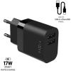 FIXED nabíjačka s USB-A/MicroUSB káblom, 1 m, 17W, čierna FIXC17N-2UM-BK
