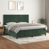 vidaXL Posteľný rám boxsping s matracom tmavozelený 200x200 cm zamat - Zelená - 151881-22958