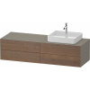 DURAVIT White Tulip závesná skrinka pod umývadlo na dosku (umývadlo vpravo), 4 zásuvky, 1600 x 550 x 408 mm, americký orech masív/kameňovo šedá matná, WT4867R77920000