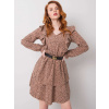 Béžové dámske šaty s čiernymi bodkami WN-SK-R824.68-beige S