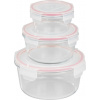 MagicHome Dóza MagicHome, sada 3 ks, sklenená, sklo, okrúhla, s vekom, 370/800/1500 ml