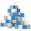 Penové kocky-sada 45 veľkých penových kociek Pyramída blue white grey
