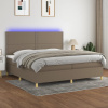 vidaXL Posteľ boxsping s matracom a LED sivohnedá 200x200 cm látka - Šedohnedá - 107425-207557