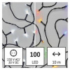 Vianočné osvetlenie EMOS 100 LED reťaz 2v1, 10 m, vonkajšia aj vnútorná, studená biela/multicolor, programy (D4AJ01)