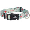 Flamingo Collar Samar Light Green - farebný obojok pre psa, nastaviteľný, vzor plameniaka, listy, svetlozelený - S