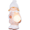 Postavička MagicHome Vianoce, Dievčatko so snehovou guľou, 1 LED, keramika, 14x13x25 cm