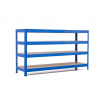 Policový regál Trestles RH 1000x1400x600, nosnosť 1200 kg, 4 police Farba: modrá, Typ police: drevená MDF 5,4 mm