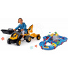 Set traktor na šliapanie a vodná dráha s jaskyňou Builder Max Tractor Smoby s nakladačom bagrom a polohovateľným sedadlom