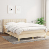 vidaXL Posteľný rám boxspring s matracom krémový 140x200 cm látka - Krémová - 167261-101611