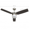 vidaXL Stropný ventilátor so svetlom a ovládačom 108 cm, tmavohnedý - Hnedá - 58749-13751
