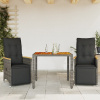 3dílný zahradní bistro set s poduškami šedý polyratan Šedá 3276967