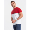 Ombre Clothing Pánske tričko s krátkym rukávom Eliaullech červená a biela M