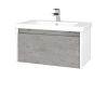 Dreja Kúpeľňová skrinka BONO SZZ 80 (umývadlo Harmonia) - N01 Biela lesk / Úchytka T34 / D01 Betón