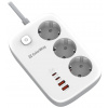 COLORWAY Predlžovací napájací prívod/ 3x Schuko/ 2x USB-A 60W/ 2x USB-C 65W/ kábel 2m