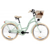 GOETZE Detský Bicykel STYLE 24 3 Prevodový modrý+košík Košík: hnedý prútený