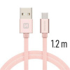 Swissten 71521205 USB / USB-C TEXTILE, 1,2m, růžový