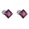 Strieborné náušnice pecka s kryštálmi Swarovski fialový štvorec 31065.3 Amethyst