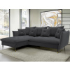 Rohová sedacia súprava Glam, tmavo šedá látka, ľavý roh
