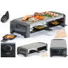 Elektrický Raclette Grill 3v1 + 8 panvíc a špachtlí (QUIGG STONE PLATE Raclette 8 panvíc STONE & GRILL Party 1300W 8 osôb)