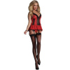 Livco Corsetti Fashion - Red Rose Lc 90130 Corset + Panty Red L/XL