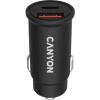 Canyon CNS-CCA20B03, vysokorýchlostná autonabíjačka, 1xUSB-C, 30W PD, 1 x USB-A, 18W QC 3.0, čierna