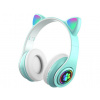 Bezdrátová sluchátka s kočičíma ušima - tyrkysová