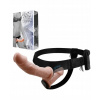Dildo strap on dvojitý Lybaile 17,5 cm telovej farby
