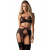 Komplet OBSESSIVE Novenes 3-PCS Set čierna M/L